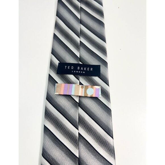 NWT! Ted Baker Black Striped Silk Tie - Picture 3 of 4